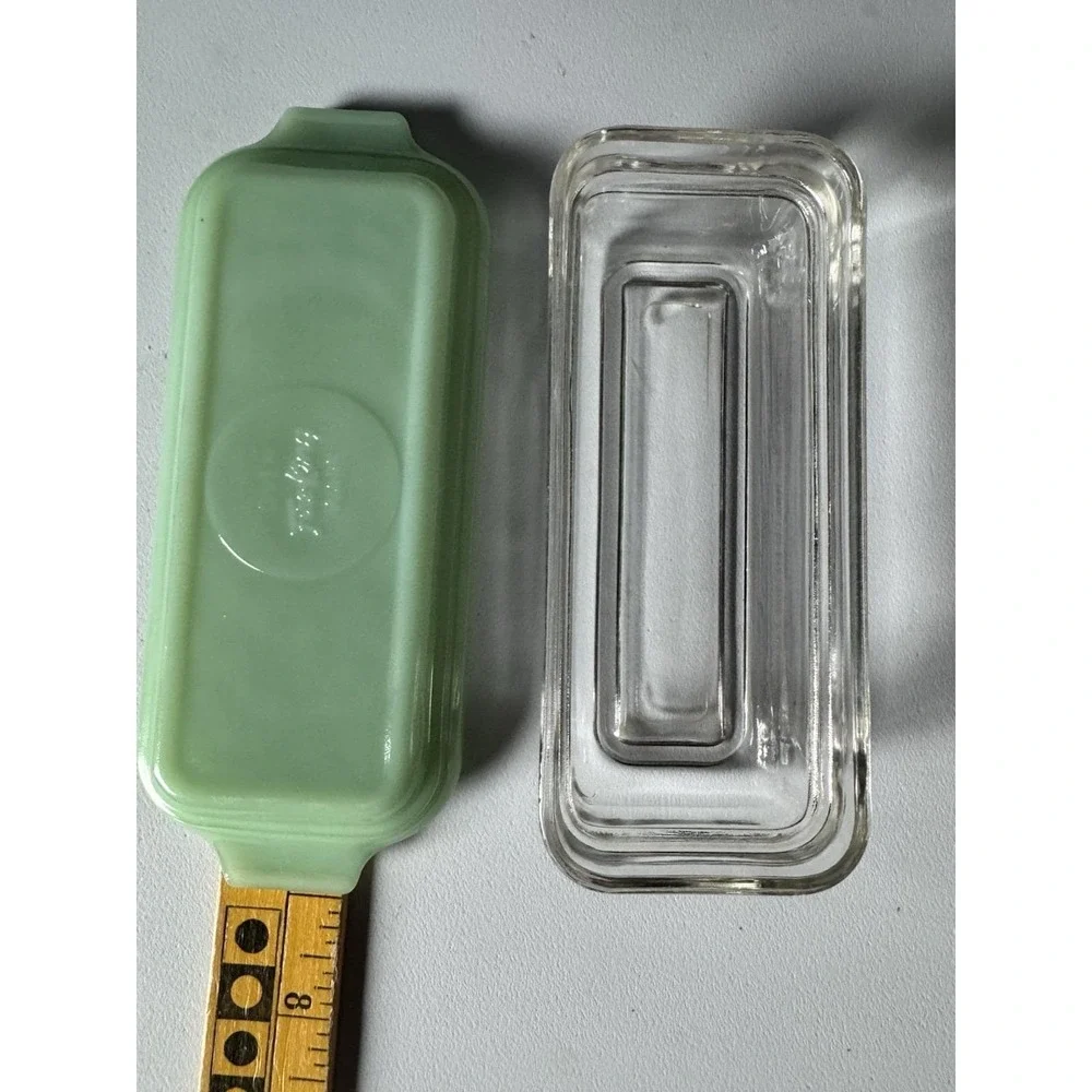 Fire King Jade 1/4 Lb Butter Dish with Lid Made In USA Vintage Oven Ware